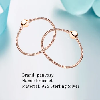 2020 Nové ružové Zlato 925 Sterling Silver Kúzlo Náramok Okrúhly Základného Reťazca Náramky Pre Ženy Šperky Darček DIY Korálky 17-21 CM
