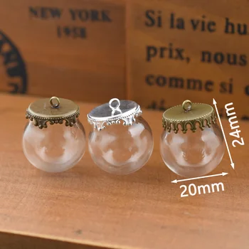 10set 20*15 mm duté sklenené svete s nastavenie základne korálky spp set gule, sklenené ampulky prívesok sklenené fľaše šperky, prívesok