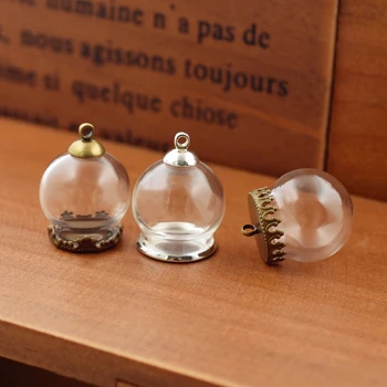 10set 20*15 mm duté sklenené svete s nastavenie základne korálky spp set gule, sklenené ampulky prívesok sklenené fľaše šperky, prívesok