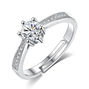 925 sterling silver vysokej kvality lesklý crystal nastaviteľná veľkosť prsta snubné prstene pre ženy šperky veľkoobchod darček