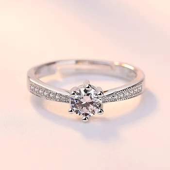 925 sterling silver vysokej kvality lesklý crystal nastaviteľná veľkosť prsta snubné prstene pre ženy šperky veľkoobchod darček