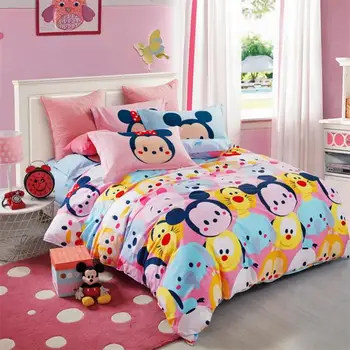 Disney Mickey Mouse, Minnie Mouse Perinu Sada 3 alebo 4 Ks Twin Queen Size Bavlnená posteľná bielizeň Nastaviť pre Deti Spálňa Decor