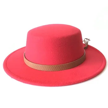 Noví ľudia, sombrero bowler cirkvi plstený klobúk čiapky pre ženy Žltý pás spp chapeau femme Ročník módnej čiernej hore cítil fedora klobúk