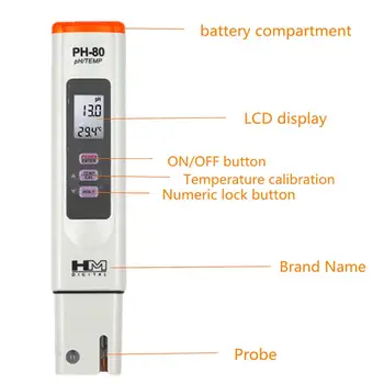 HM Digitálny PH-80 pH Meter Kvality Vody Tester pre Testovanie Aplikácií Hydroponics Bazén Akvária Pitnej vody 40%off