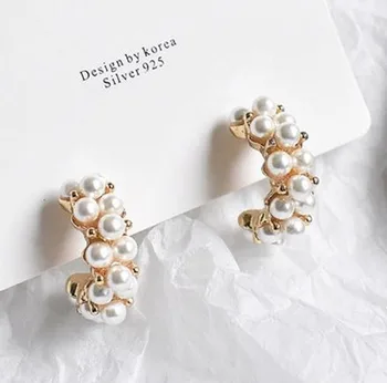 Móda Japonsko a kórejský Štýl Hoop Náušnice pre Ženy Ručné Sladké Simulované Pearl Kruhu Šperky, Darčeky