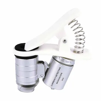 60x Ručné Mikroskop Loupe Mene Detekciu s LED a UV Svetla, Mobilný Telefón, Mini Prenosné Klip Lupa Mikroskop