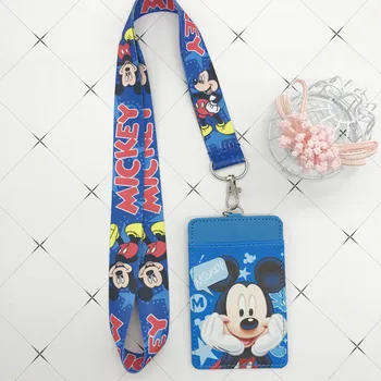 Disney Steh PU mince kabelku držiteľa karty keychain tlačidlo ozdobná šnúrka na uniforme jedlo karty autobus karty prípade mince taška Mickey mouse Dokument karty taška