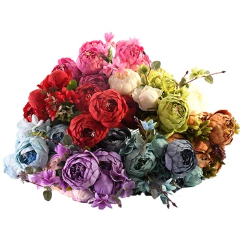 1 Banda Simulácia Hodváb Pivónia Umelé Kytice Ruže, Kvety Pompom Domov Hotel Svadobné Party Stôl Dekorácie Lacné Kvet