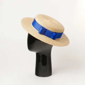 01904-hh7358 ručné raffia modrá stuha voľný školy dizajn fedoras klobúk muži ženy pláži spp