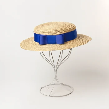 01904-hh7358 ručné raffia modrá stuha voľný školy dizajn fedoras klobúk muži ženy pláži spp