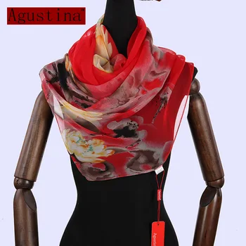 2018 šifón letné módy šatku luxusné shawsl ženy značky vysokej kvality dlho vytlačené scarfs pre dámy kvety kvetinové šatky