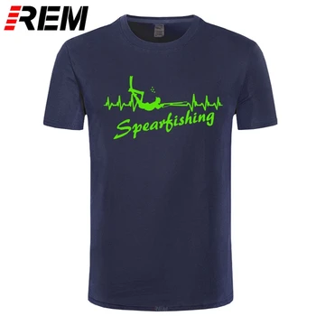 REM Jeho Môjho Srdca Spearfishing T Shirt Potápač Kopije Fishinger T-Tričko Značky Bavlna Mužov Oblečenie Muž Slim Fit T Tričko