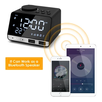 K11 Bluetooth 4.2 Rádio Budík Reproduktor S 2 Porty USB, LED Digitálny Budík Domov Decration Spánok Tabuľka Hodiny EÚ Plug