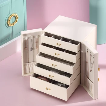 Multi-layer Veľká-Kapacita Šperky Box Európskej Princezná Kožené Šperky Box Šperky, Náušnice Úložný Box Pre Dievčatá