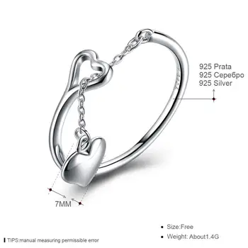 LEKANI 925 Sterling Silver Ring Pre Ženy Dlhý Strapec Srdce Nastaviteľné Zásnubné Prstene Nový Príchod Svadobné Jemné Šperky Darček