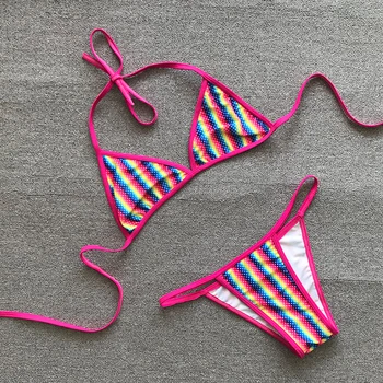 Sexy Tri Kusy Bikini Set 2021 Nové Dlhý Rukáv, Plavky Ženy Push Up Plavky Prekladané Bikini Ženské Plavky Plážové Oblečenie