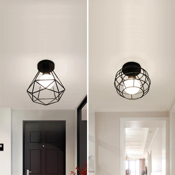 Nordic kovaného železa multi-štýl LED E27 stropné lampy, obývacej izby, spálne, kuchyne, chodby chodbu, verandu balkón montáž izba