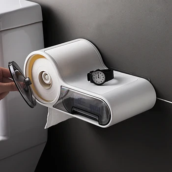Wc Tkaniva Box Multifunkčné Toaletného Papiera Držiak Na Stojan Vodotesný Montáž Na Stenu Roll Papierové Krabice Polica Kúpeľňových Doplnkov