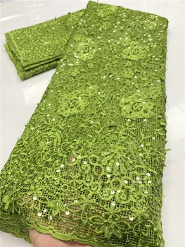 Flitrami Tylu Čipky Textílie Zelená Afriky Čipky Textílie 2020 Vysokej Kvality Nigérijský francúzsky Ôk siete Čipky Tkaniny Šitie YA3597B-4