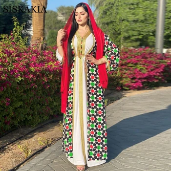 Eid Mubarak Módne Moslimských 2 Kusy Abaya Set pre Ženy, Biela Dubaj Hidžáb Oblečenie a Tlač Kimono arabčina turecký Islamské Oblečenie