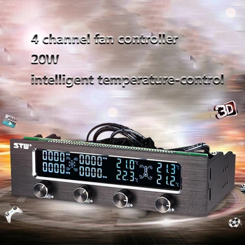 Sunshine-tipway STW Multi-Funkcia PC CPU 4 Kanál Ventilátora Regulátor Otáčok nastavovacie zariadenie LCD Chladenie Predný Panel pc prípade chladnejšieho