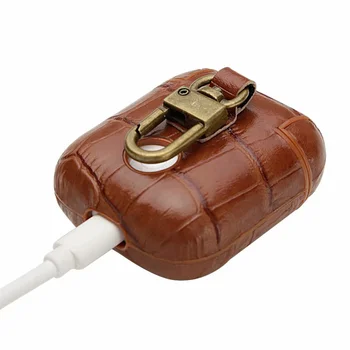 Originálne Kožené Krokodíla Vzor Slúchadlá Boxy FHX-RG Háčiky pre Apple AirPods 1 2 Ochranné Bluetooth bezdrôtové Slúchadlá Prípade