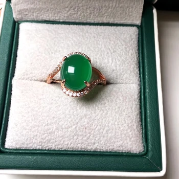 Jadery Kúzlo Klasické Prírodné Green Jade Emerald Otvoriť Krúžok Reálne 925 Sterling Silver Krúžky Pre Ženy, Svadobné Party Jemné Šperky