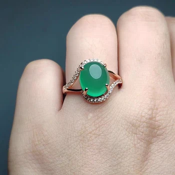 Jadery Kúzlo Klasické Prírodné Green Jade Emerald Otvoriť Krúžok Reálne 925 Sterling Silver Krúžky Pre Ženy, Svadobné Party Jemné Šperky