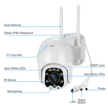 Techage HD 1080P PTZ IP Kamera, 4X Optický Zoom Bezdrôtový WiFi Bezpečnostné Kamery AI Ľudských Detekcie obojsmerné Audio CCTV