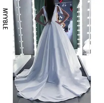MYYBLE Svadobné Šaty 2021 Čipky Lopatka A-Line Elegantné Saténové Dlho Princezná Vintage Svadobné Šaty, Sexy Svadobné Šaty na Zákazku