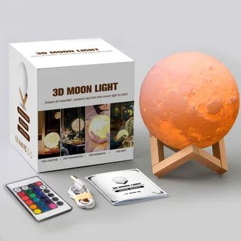 USB Nabíjateľné Dotykový Spínač 3D Tlač Mesiac Skrinka Spálňa Lampa 2colors LED Čítanie Nočné Svetlo Domov Vianočné Dekorácie, Darčeky