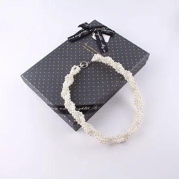 JIOFREE Nové Módne biele perlový náhrdelník Svadobné Party Imitácia Perly Vyhlásenie Tkané Náhrdelník Pre Ženy, Oblečenie, Príslušenstvo