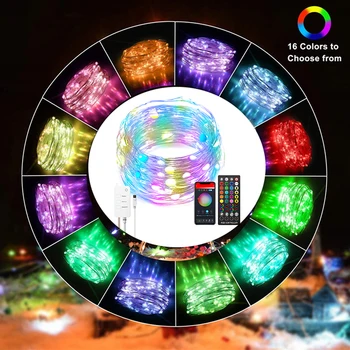 Svetlo Medi LED Reťazec Svetlá RGB Víla String Svetlá, USB, WIFI, Bluetooth, Diaľkové Ovládanie, Vianočné Dekorácie 10M Dropshipping