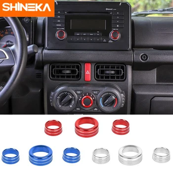 SHINEKA Interiéru Vozidla Audio Manuálna Klimatizácia Prepnúť Tlačidlo Gombík Dekorácie Krúžok Doplnky Na Suzuki Jimny 2019+