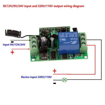DC 9V 12V 24V 1 CH 1CH RF Diaľkové Ovládanie Prepínač Systém,Broskyňa Vysielač + Prijímač,315/433 MHz