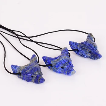 Lapis lazuli Vlk Prívesok z Prírodného Kameňa Mini Zvierat Figúrka Ručne Vyrezávané Čakra Prívesky, Darčeky Drahokam Liečenie Reiki Šperky
