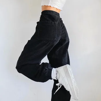 Streetwear Joggers Ženy Menčestrové Nohavice y2k Vintage Bežné Estetické Nadrozmerné Tepláky Harajuku Voľné Nohavice Cuteandpsycho