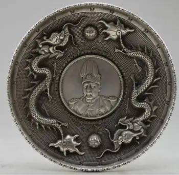 Kovové Remesiel Zdobené Starom Tibete Striebra, Vyrezávané Pár Dragon Hrať Guľôčky Mince Platňa rýchla Doprava