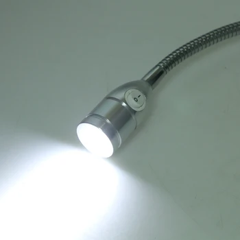 12V Gooseneck LED Nočná Lampa na Čítanie Čelo Steny Povrchová Montáž Striebro