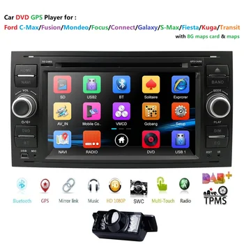 DAB+ Auto DVD, Sat Nav Stereo Pre FORD FOCUS FIESTA TRANZIT C/S-MAX KUGA BT MirrorLink Cam-Car Multimedia Player základnú Jednotku USB
