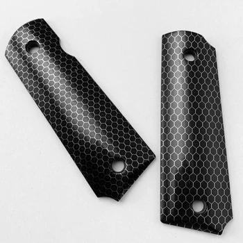 2Pieces Taktiky Pištole 1911 Grip Black C-Tek Honeycomb Vzor Živice Rukoväte Vlastné Rukoväte, CNC Materiál 1911 Príslušenstvo