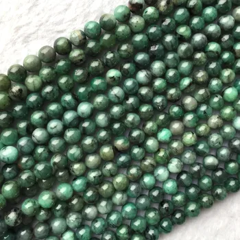 Skutočné Prírodné Columbia Smaragdovo Zelená Semi-drahé kamene Okrúhle Korálky 6 mm 15