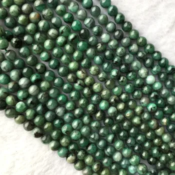 Skutočné Prírodné Columbia Smaragdovo Zelená Semi-drahé kamene Okrúhle Korálky 6 mm 15