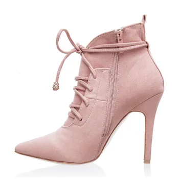 MORAZORA 2020 ružová stádo členková obuv pre ženy ukázal prst jar, jeseň, topánky na zips +čipky módne stiletto podpätky strany topánky