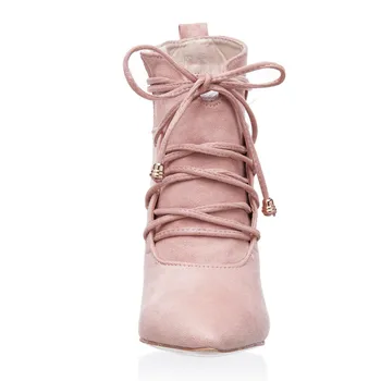 MORAZORA 2020 ružová stádo členková obuv pre ženy ukázal prst jar, jeseň, topánky na zips +čipky módne stiletto podpätky strany topánky
