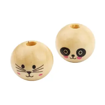 8Seasons Prirodzené Farby Cute Cat Panda Vzor Okrúhle Drevené Korálky DIY, Takže Ženy, Deti, Náramky, Módne Šperky 20 mm, 30PCs