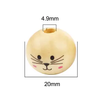 8Seasons Prirodzené Farby Cute Cat Panda Vzor Okrúhle Drevené Korálky DIY, Takže Ženy, Deti, Náramky, Módne Šperky 20 mm, 30PCs