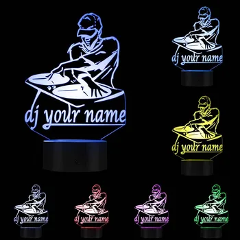 Disco DJ LED Nočné Svetlo Tvorivé stolná Lampa DJ Gramofóny Personalizované Vlastné Meno Music Club Party Dekoratívne Osvetlenie