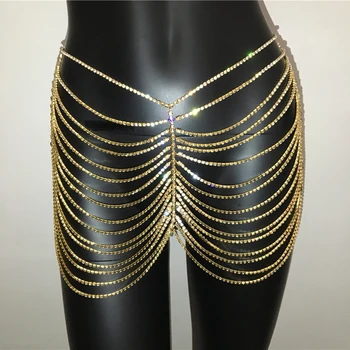 2020 Luxusný Sexy Strapec Crystal Telo Šperky Pás Reťazca Ženy Móda Drahokamu Pás Reťazca Vyhlásenie Strany Klubu Telo Šperky