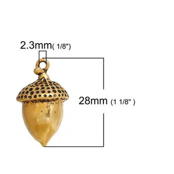 Zinok Založené Zliatiny 3D Charms Žaluď Antique Silver Farba Zlatá Farba Šperky DIY Zistenia Charms 28 mm(1 1/8